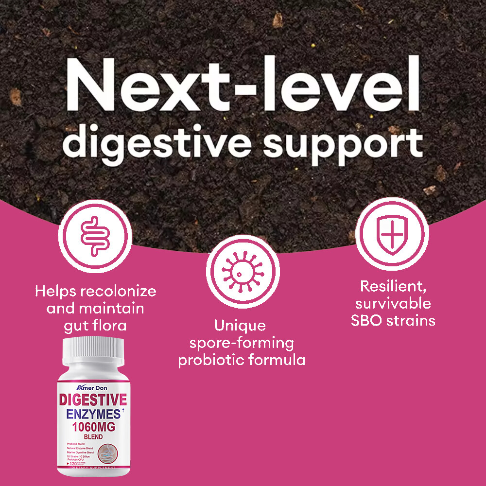 Digestive Enzymes Prebiotic&Probiotics Gas,Constipation&Bloating Relief 120