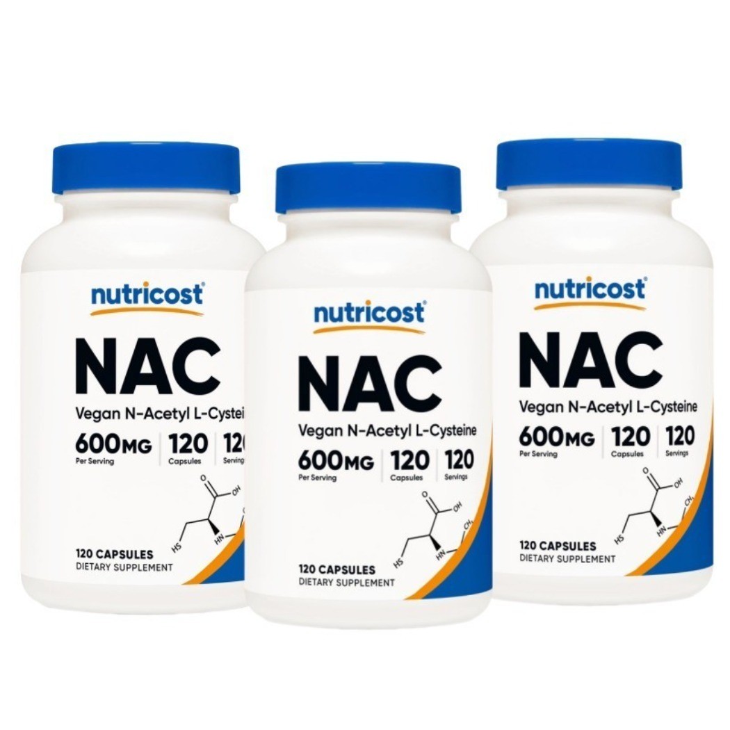 3 bottles Nutricost NAC 600mg N-Acetyl L-Cysteine 120 Vegan Capsules NEW