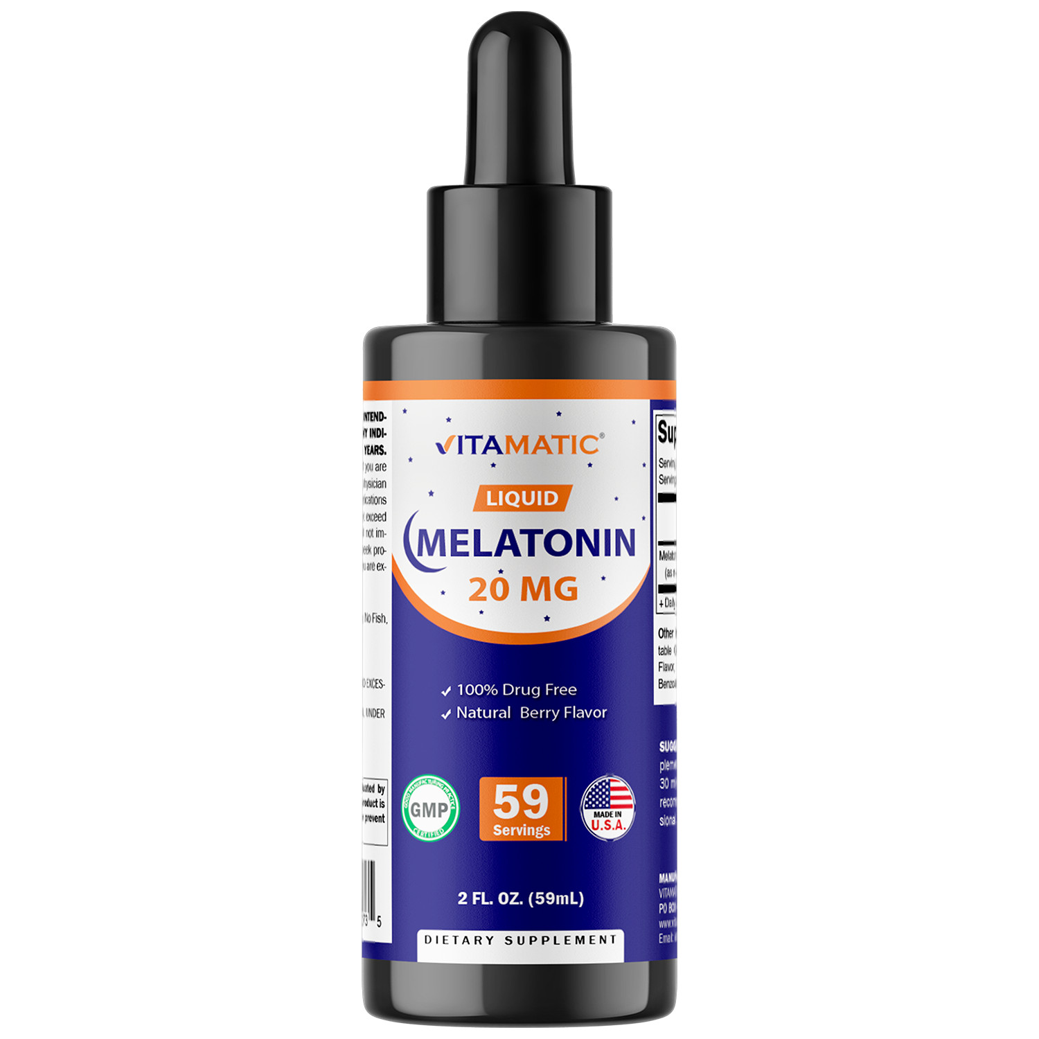 Vitamatic Melatonin 20mg Liquid Drops – 2 Fluid Ounce (59ml)