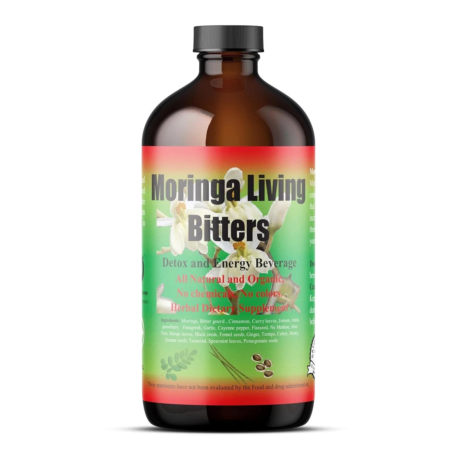 Moringa Living Bitters 16oz | Liquid Herbal Wellness Blend | Natural Botanical F