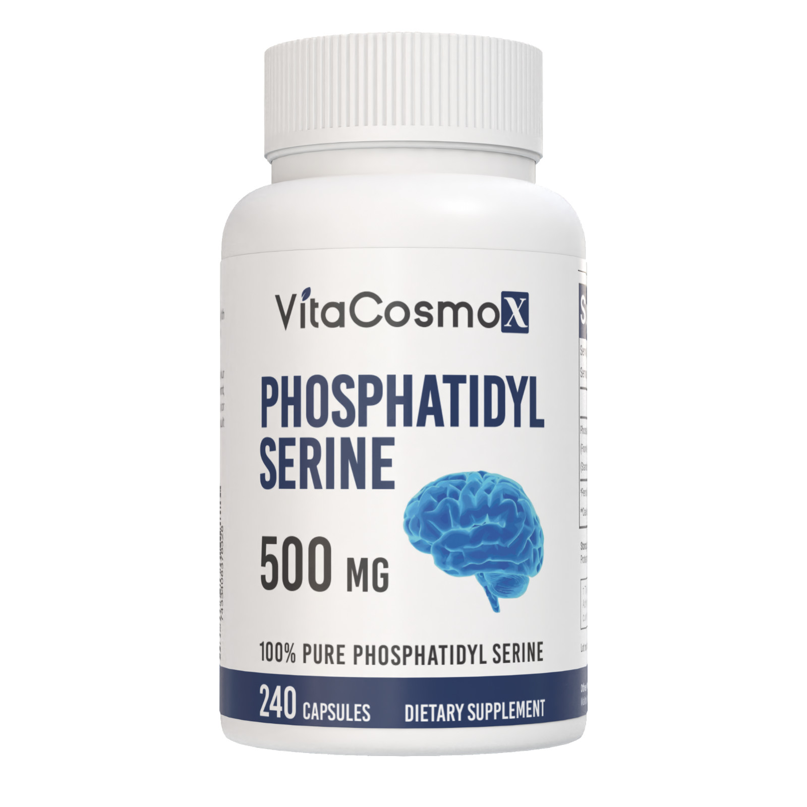 VitaCosmoX Phosphatidylserine 500mg, 240 Capsules, 120 Servings, Soy Free