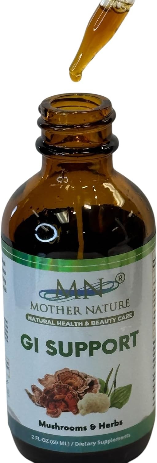 Organic GI Support Liquid Drops 2oz Lion’s Mane Turkey Tail Reishi Gut Health