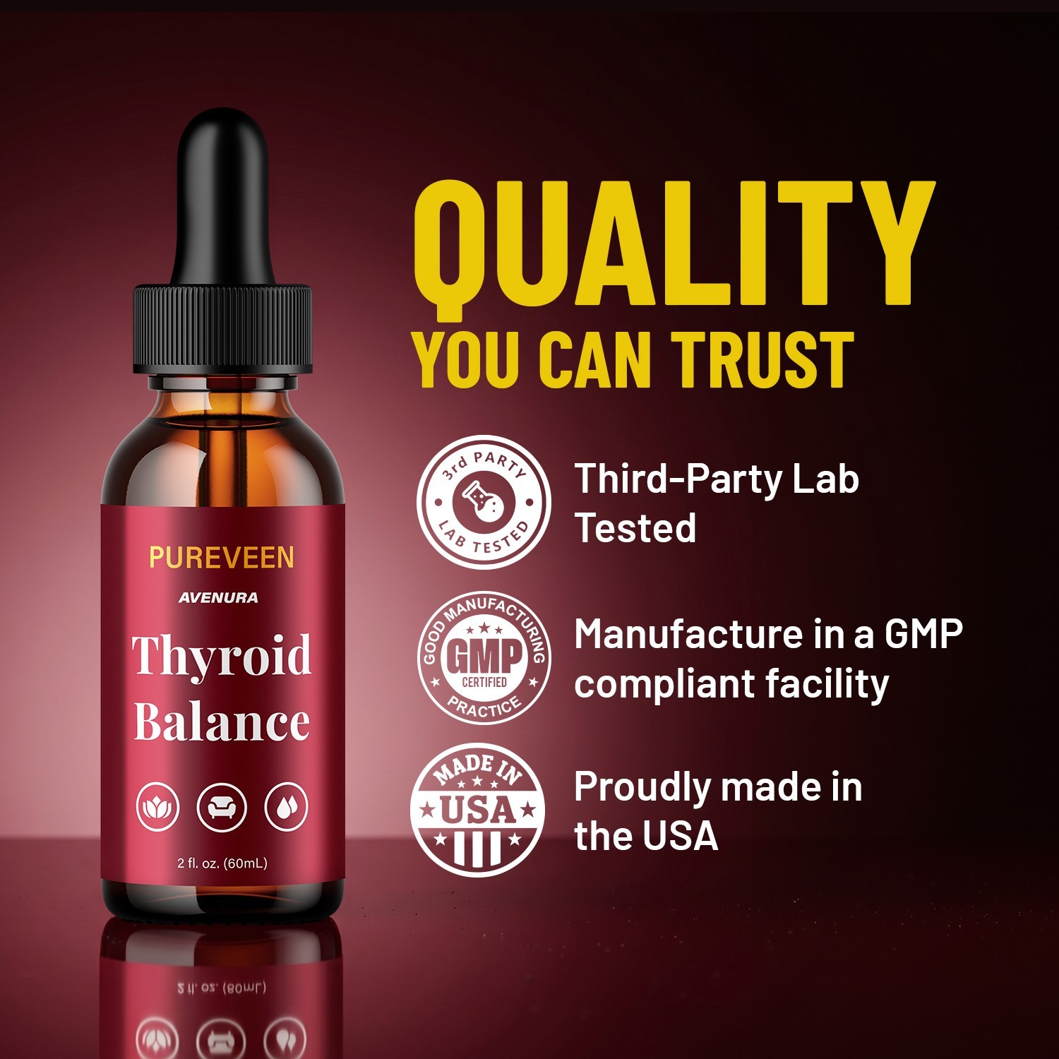 (1 Pack) Pureveen Liquid Drops – Pure Veen Extra Strength Thyroid Balance