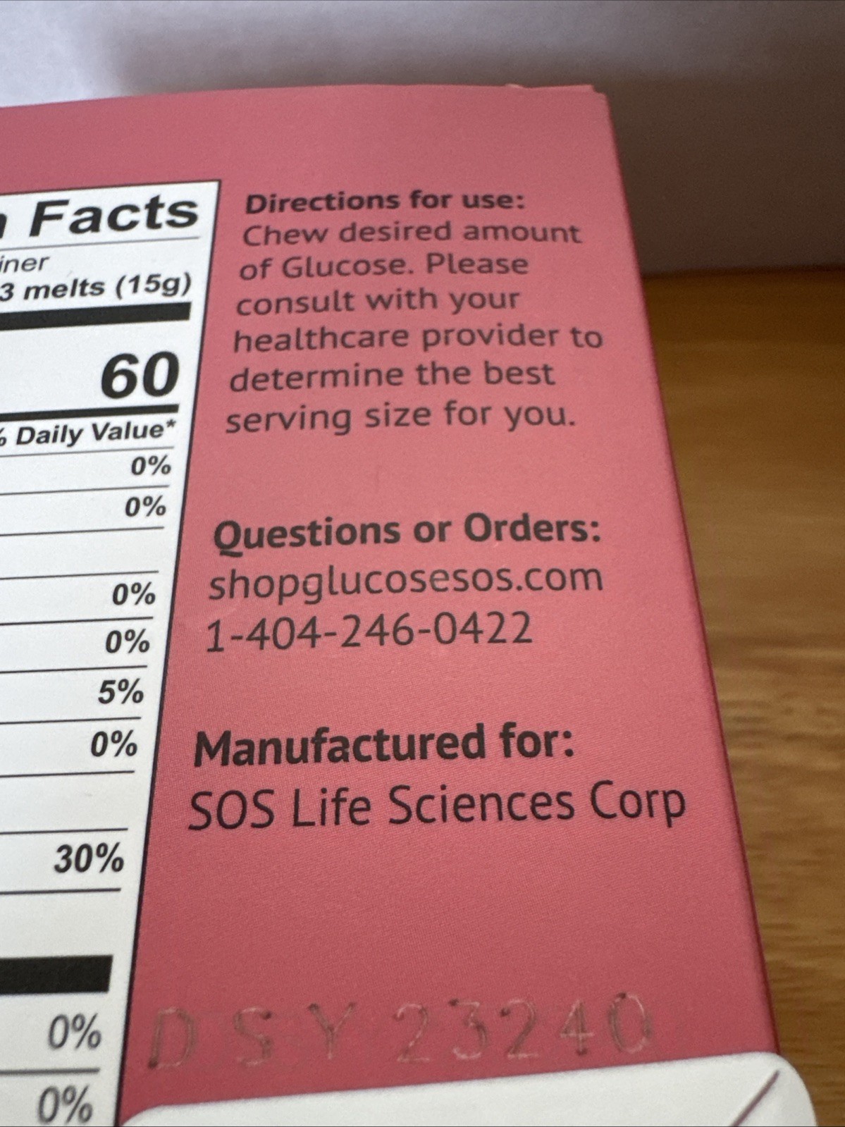Glucose SOS Glucose Melts Cherry Pineapple Flavor 5ct Exp. 12/26