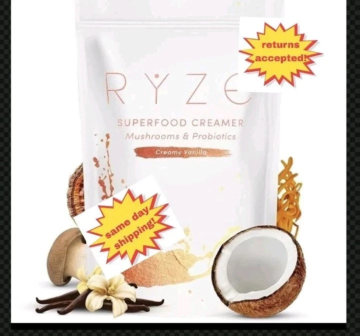 RYZE SUPERFOODS Probiotic Coffee Creamer with 6 Organic Adaptogenic Mushrooms &