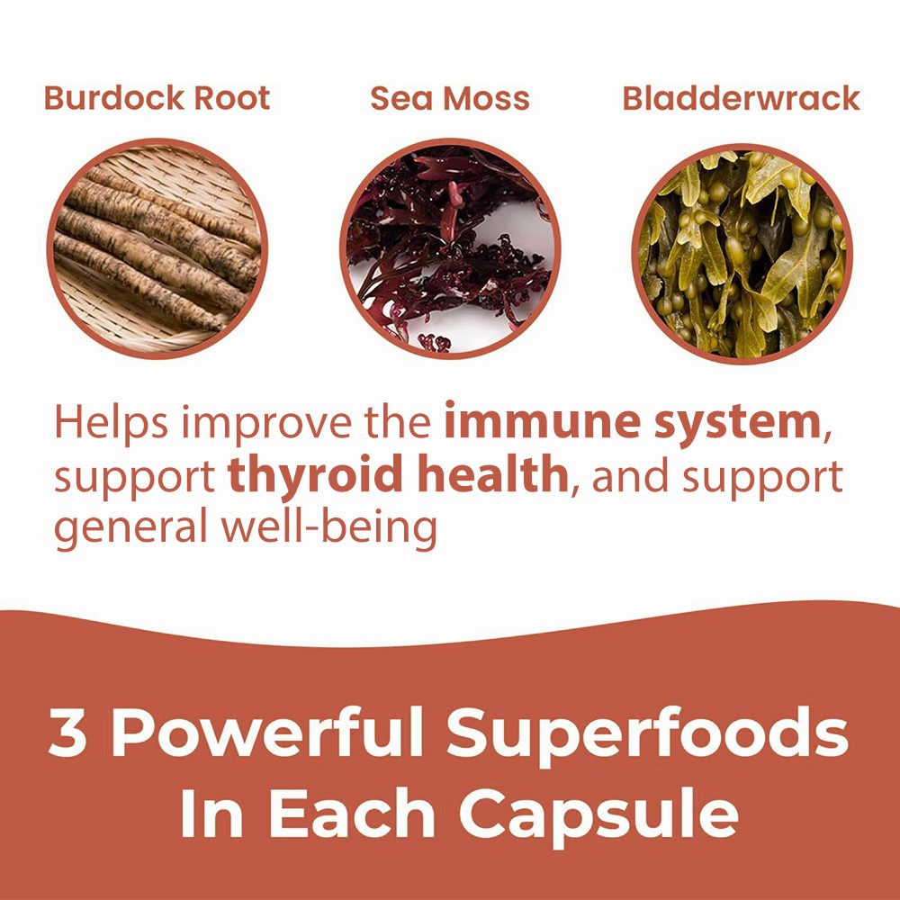 Sea Moss Complex Caps,Mineral Supplement for Thyroid,Gut Digestion,Immune 120 CT