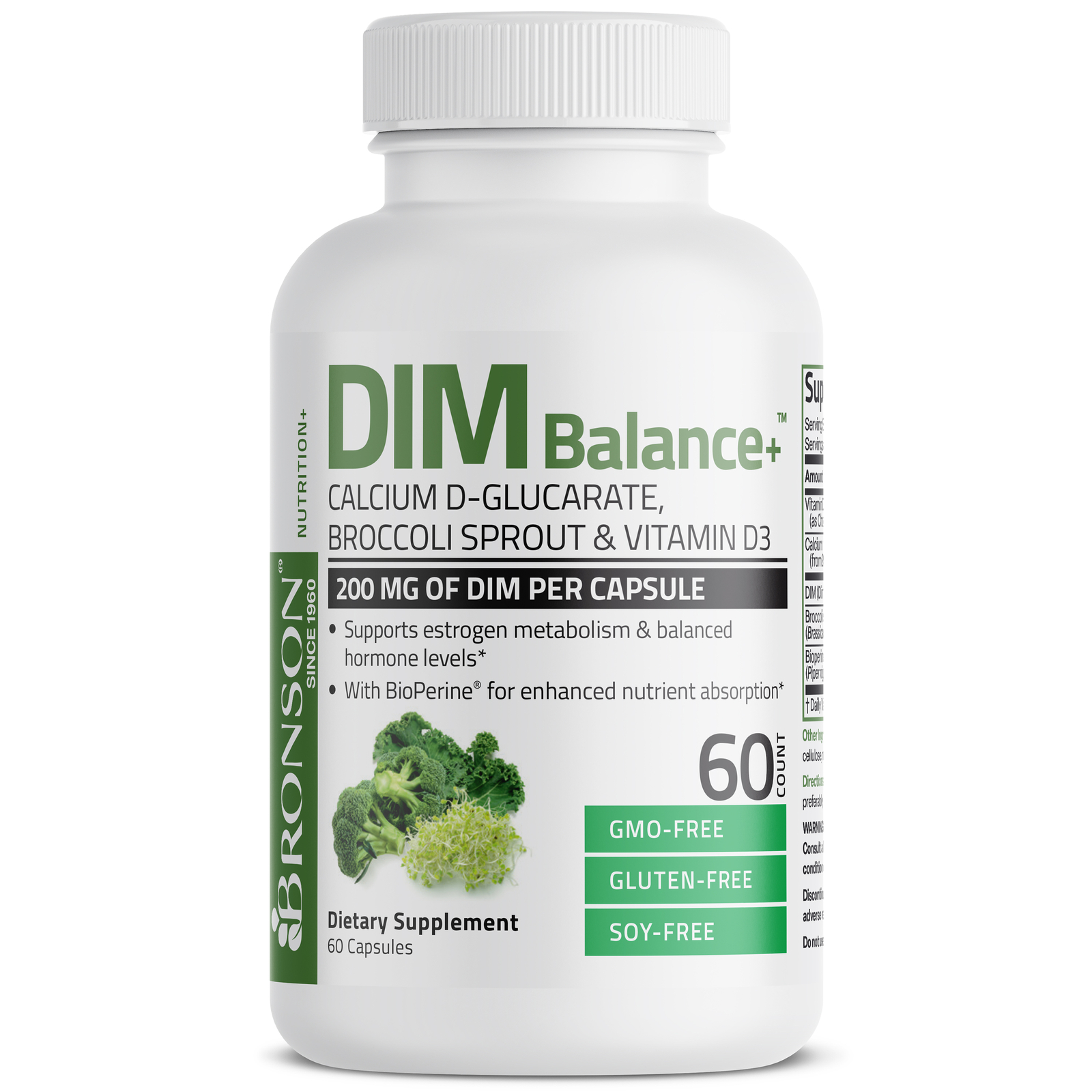 Bronson DIM+ Estrogen Metabolism Balanced Hormones, 60 Capsules