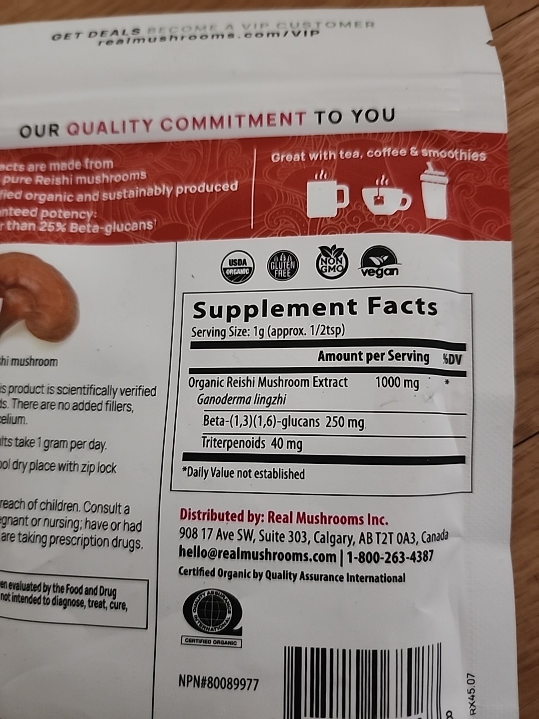 Reishi, Organic Mushroom Extract Powder, 1.59 oz (45 gm) Sealed
