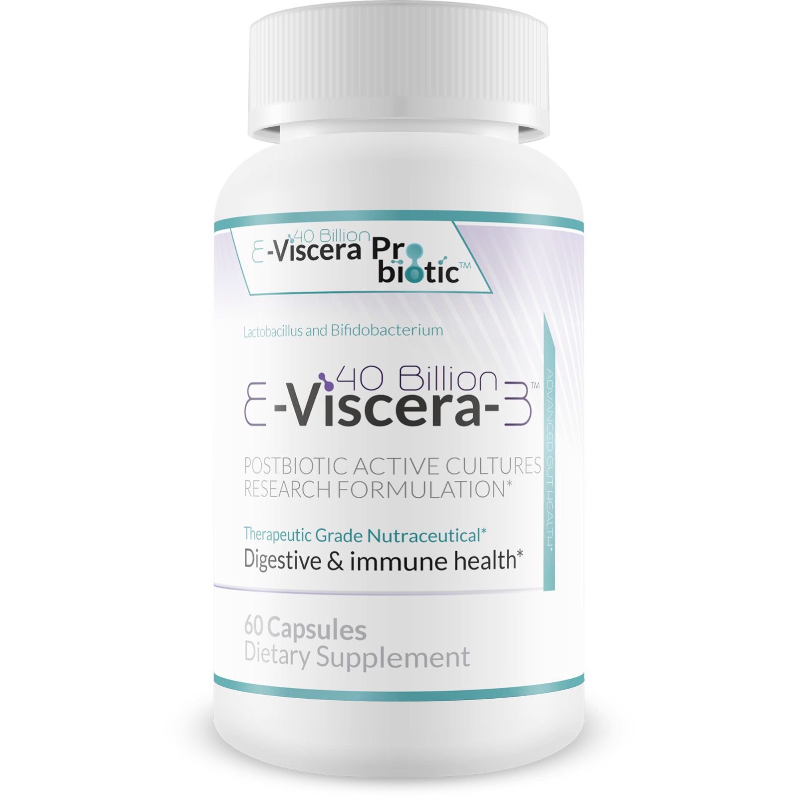40 Billion E-Viscera-3 Probiotic Supplement – Digestive and Immune Health