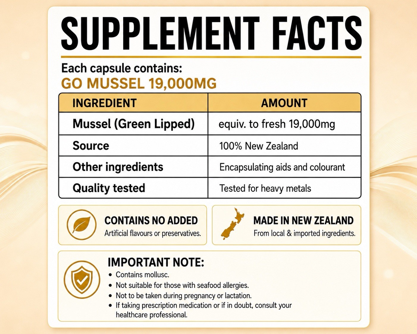 [Go Healthy] New Zealand Green Lipped Mussel 19,000mg 100 Capsules