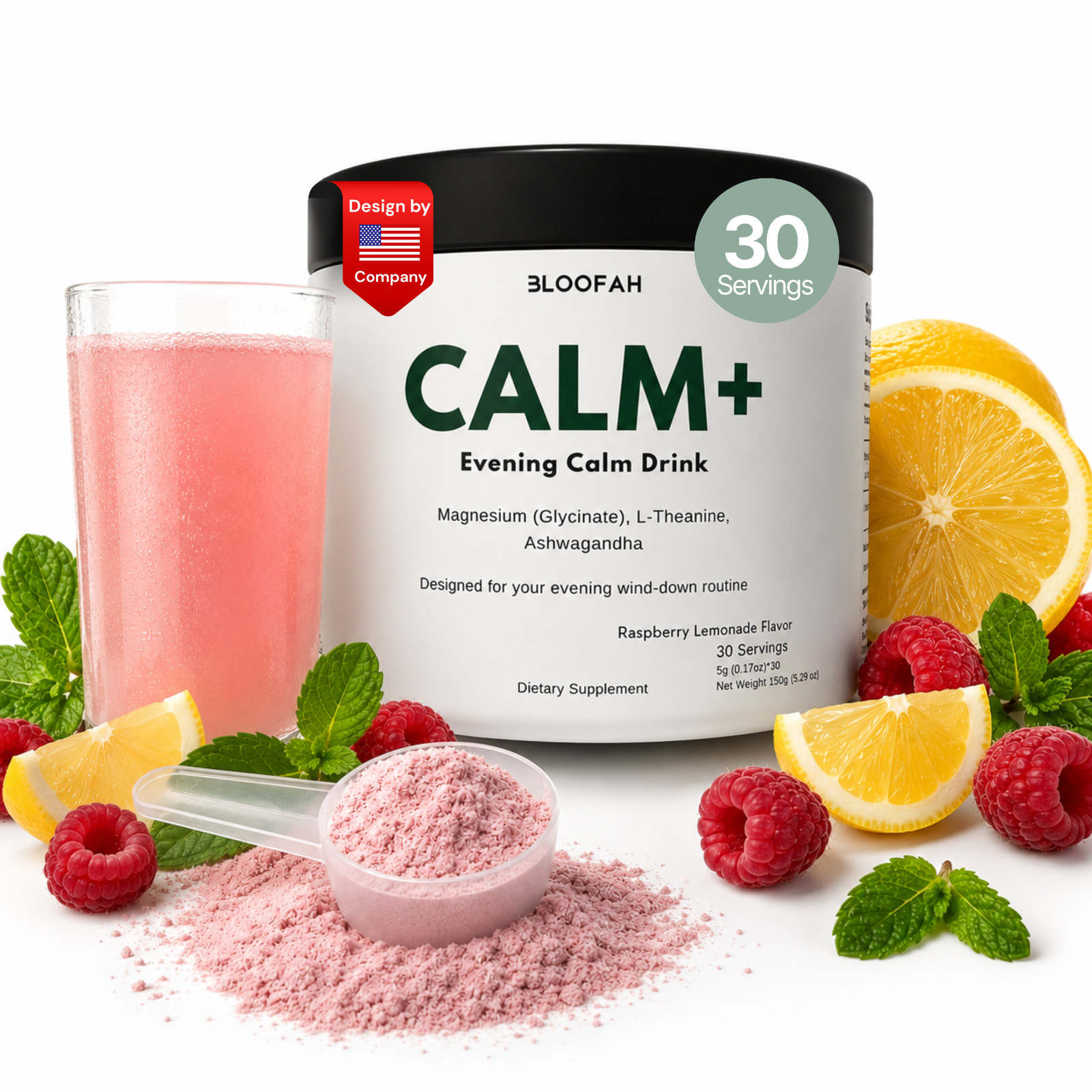 Bloofah Calm+ Powder | Magnesium L-Theanine Ashwagandha | Sleep & Stress