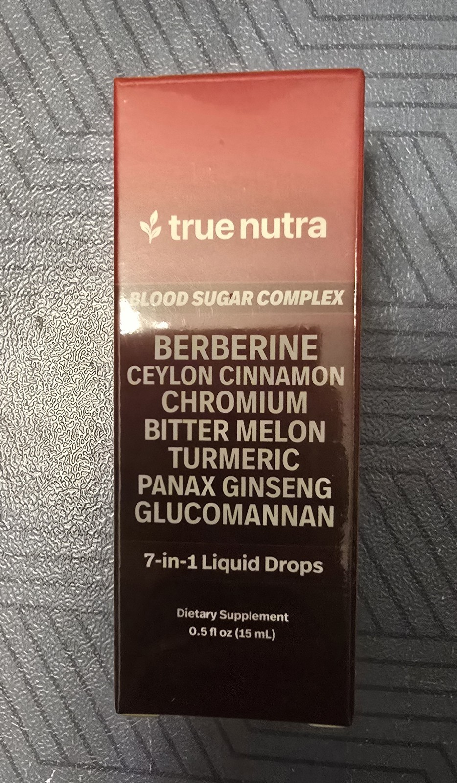True Nutra Blood Sugar Complex Liquid Drops Berberine Cinnamon 0.5 fl oz Non-GMO