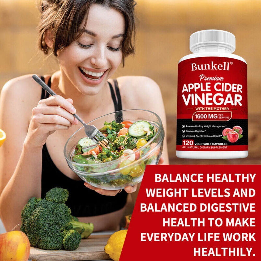 Vegan Apple Cider Vinegar with Mother 1600mg ACV Supplement Promote Digestion