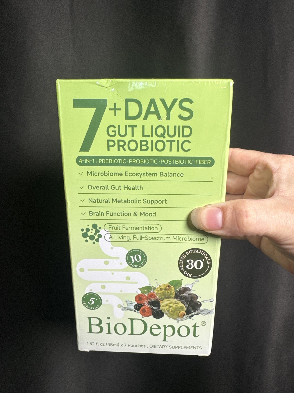 BioDepot 7+ Days Gut Liquid Probiotic 7 Pouches 45mL Exp 10/2027