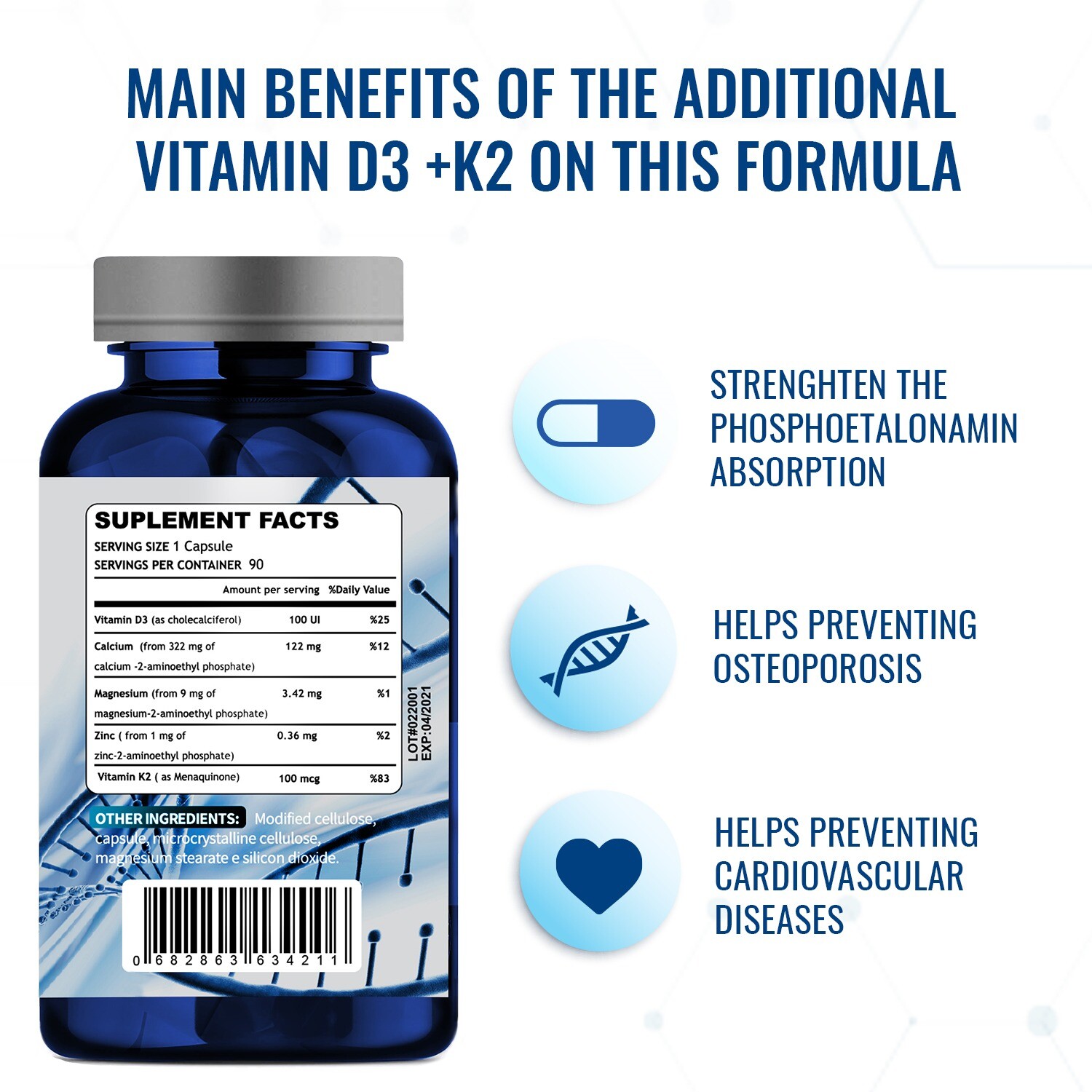 FOSFOETANOLAMINA – FORMULA ORIGINAL USP – MADE IN USA (03 UNIT)
