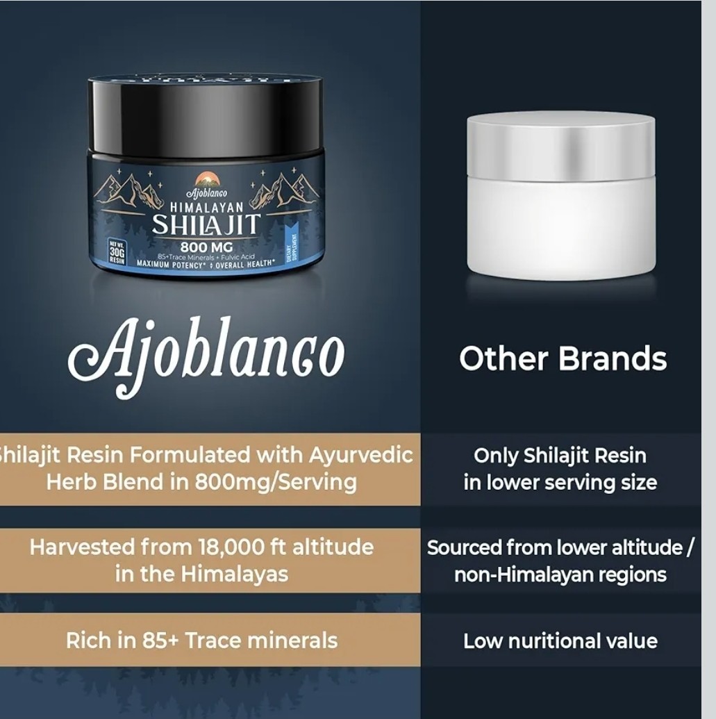 Ajoblanco 800 Mg Himalayan Shilajit Resin, Shilajit Pure Himalayan Organic, Shil