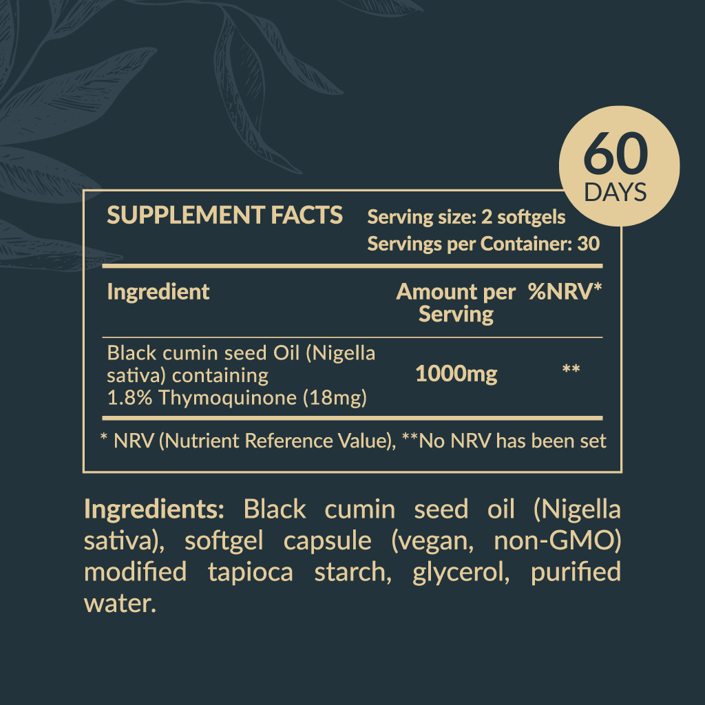 Aromavita Black Seed Oil 1000mg Softgels – Immune & Digestive Support