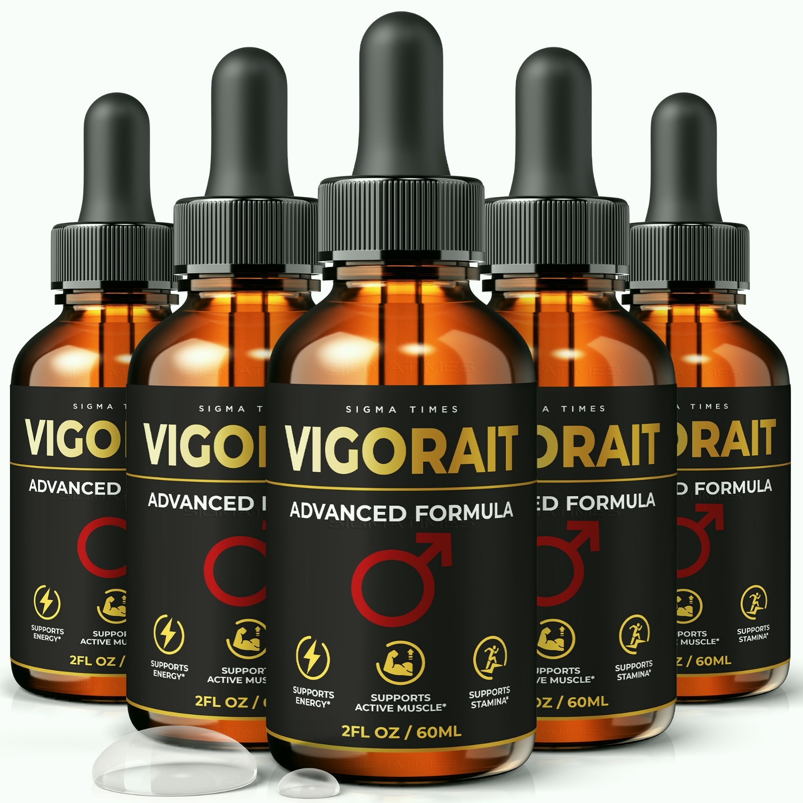Vigorait Drops, Men’s Liquid Supplement for Energy & Male Vitality – 5 Pack