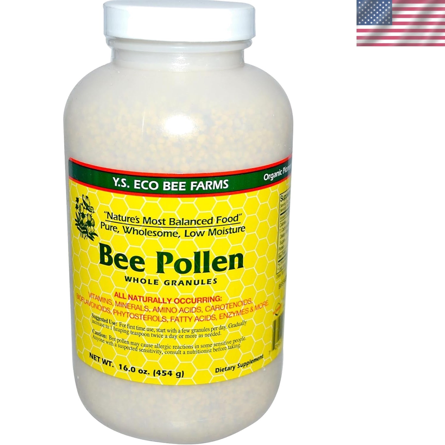 Bee Pollen – Low Moisture Whole Granulars YS Eco Bee Farms 16 oz Granular