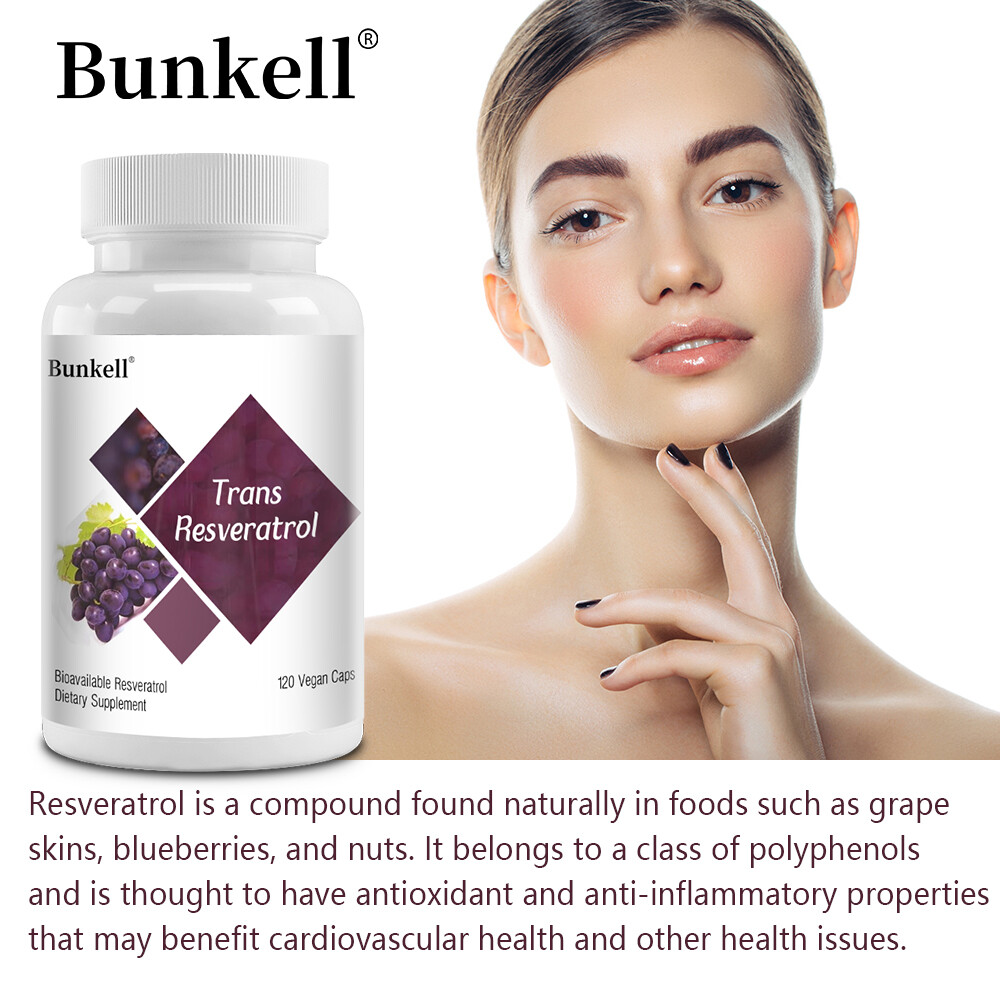 Trans-Resveratrol Capsules 120mg Anti-Aging Antioxidants, Brain Support