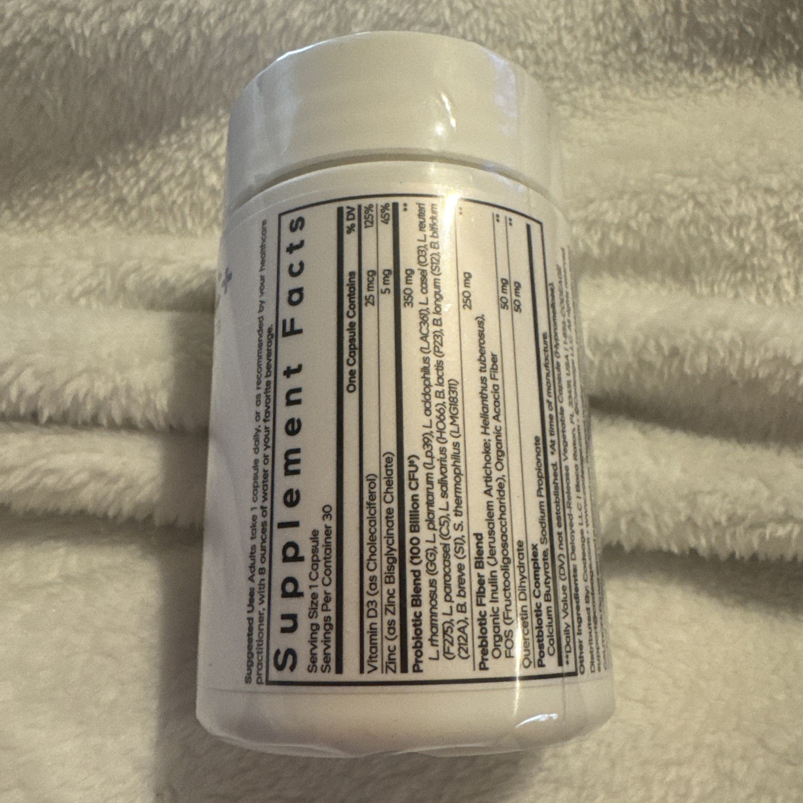 Codeage Probiotic+ 50 Billion CFU 12Strain D3, Zinc Bisglycinate, Quercetin 30ct