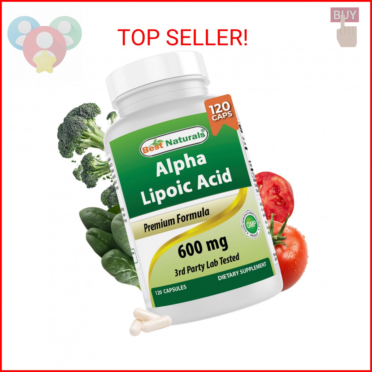 Best Naturals Alpha Liopic Acid 600 mg 120 Count – ALA Alpha Lipoic Acid Powerfu