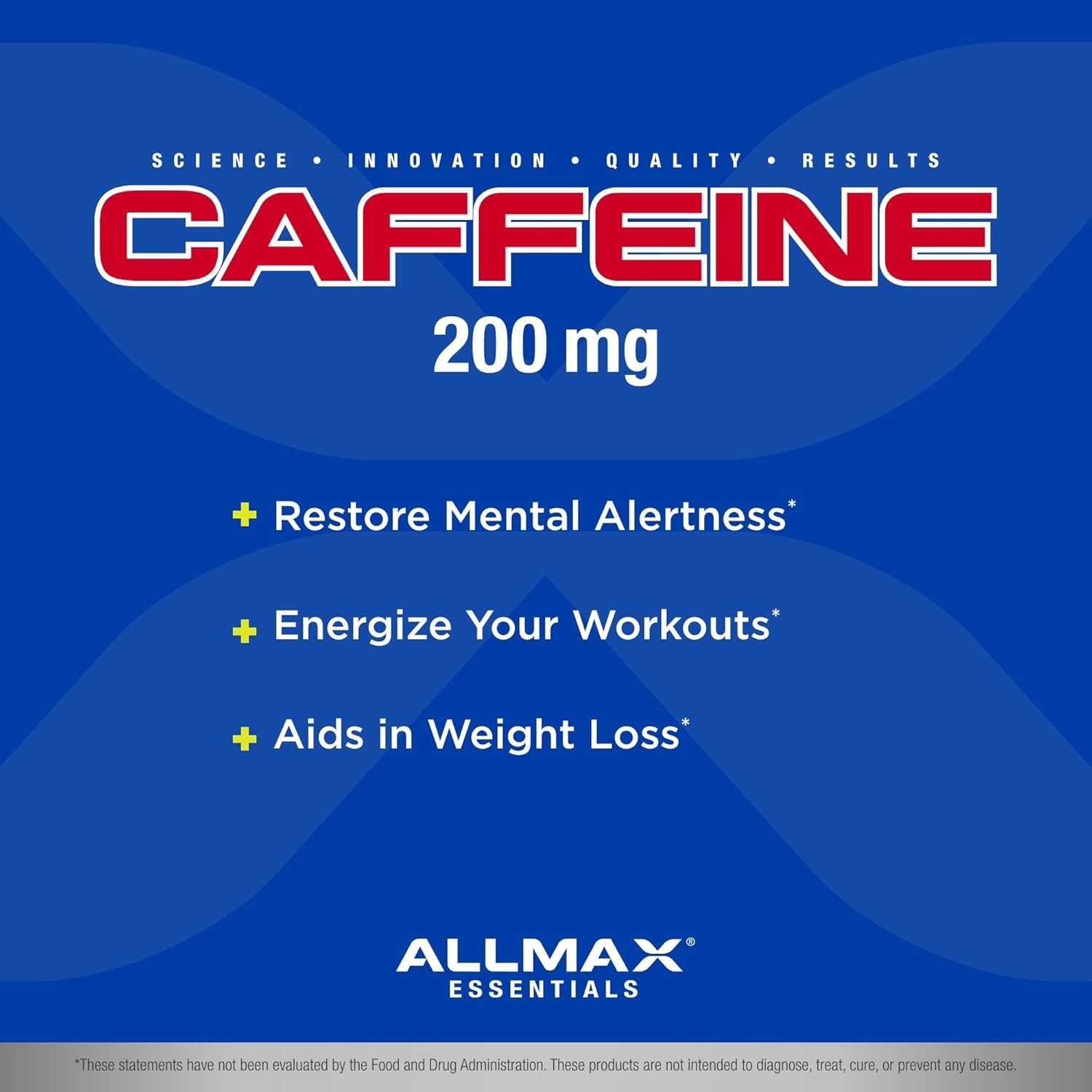 ALLMAX Essentials Nutrition Caffeine 200mg 100 Tab Energy Workout Exp 10/2026