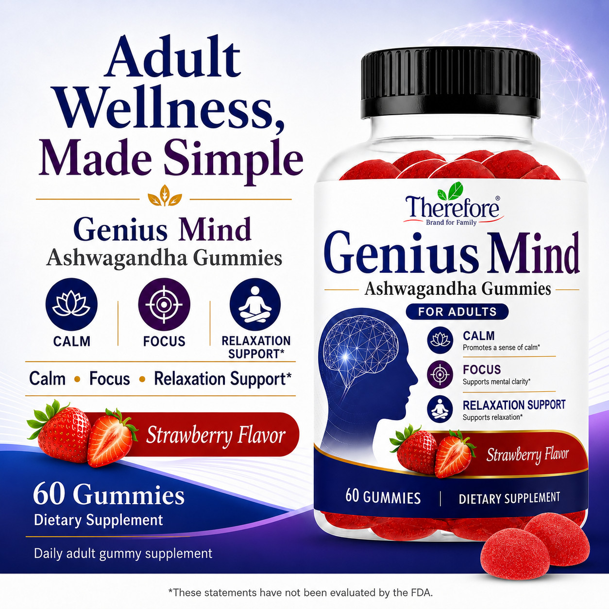 Ashwagandha Kids Calm Gummies- Natural Stress & Mind Relaxation, Anti-Stress, 30