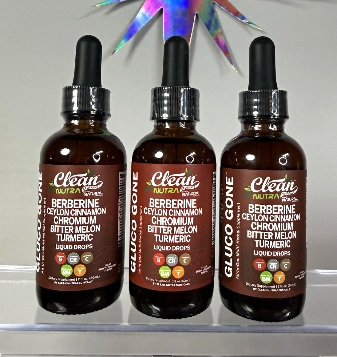 Clean Nutra Berberine Liquid Drops 3 pack Ceylon Cinnamon Chromium 2 fl oz