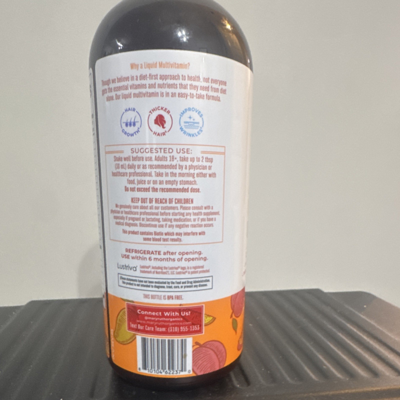 MaryRuth’s Liquid Morning Multivitamin + Hair Growth Biotin Peach Mango 30 fl oz