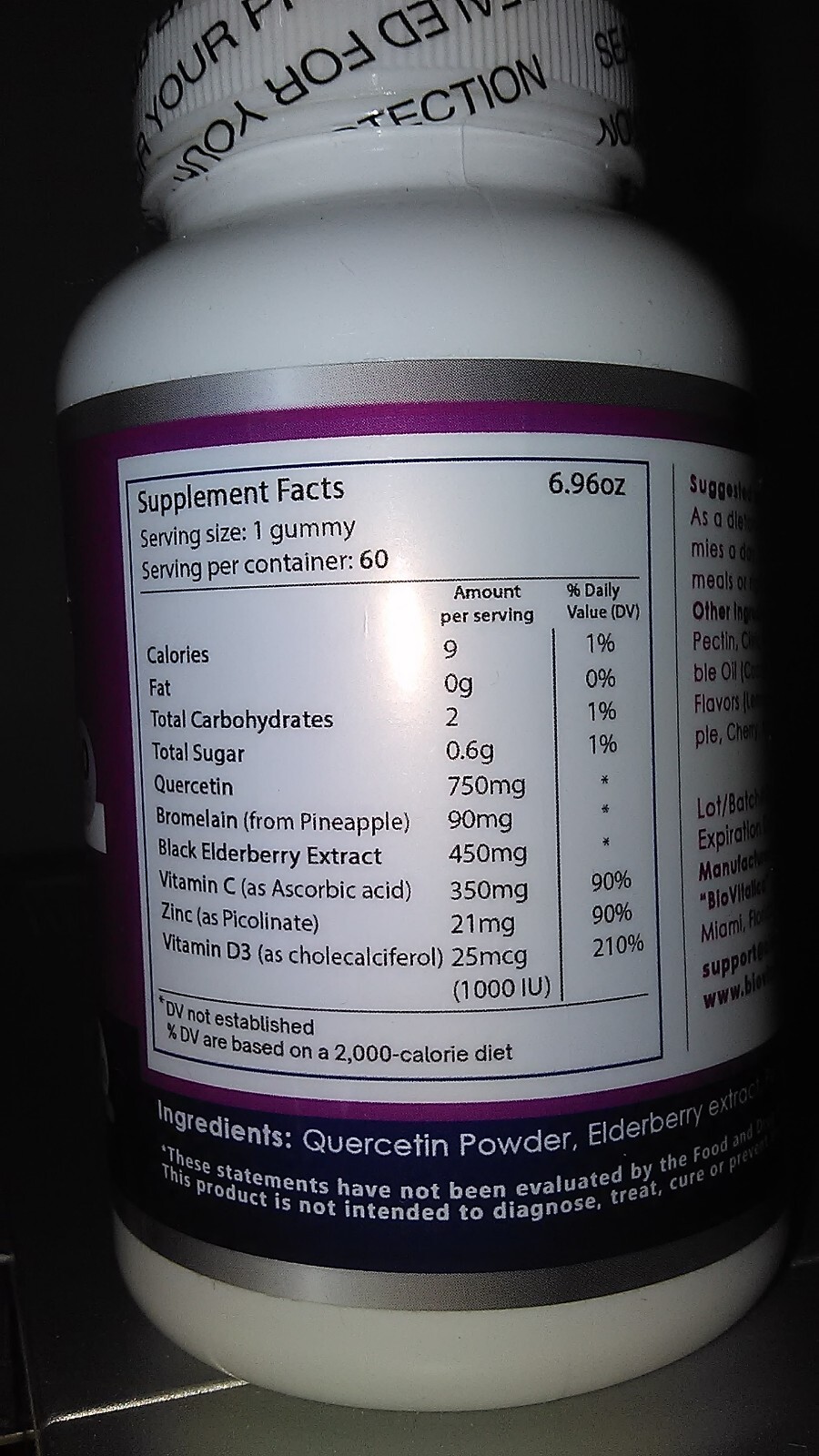 BIO VITALICA 5 in 1 Immune Support Quercetin Gummies w/ Bromelain Vitamin C -NEW
