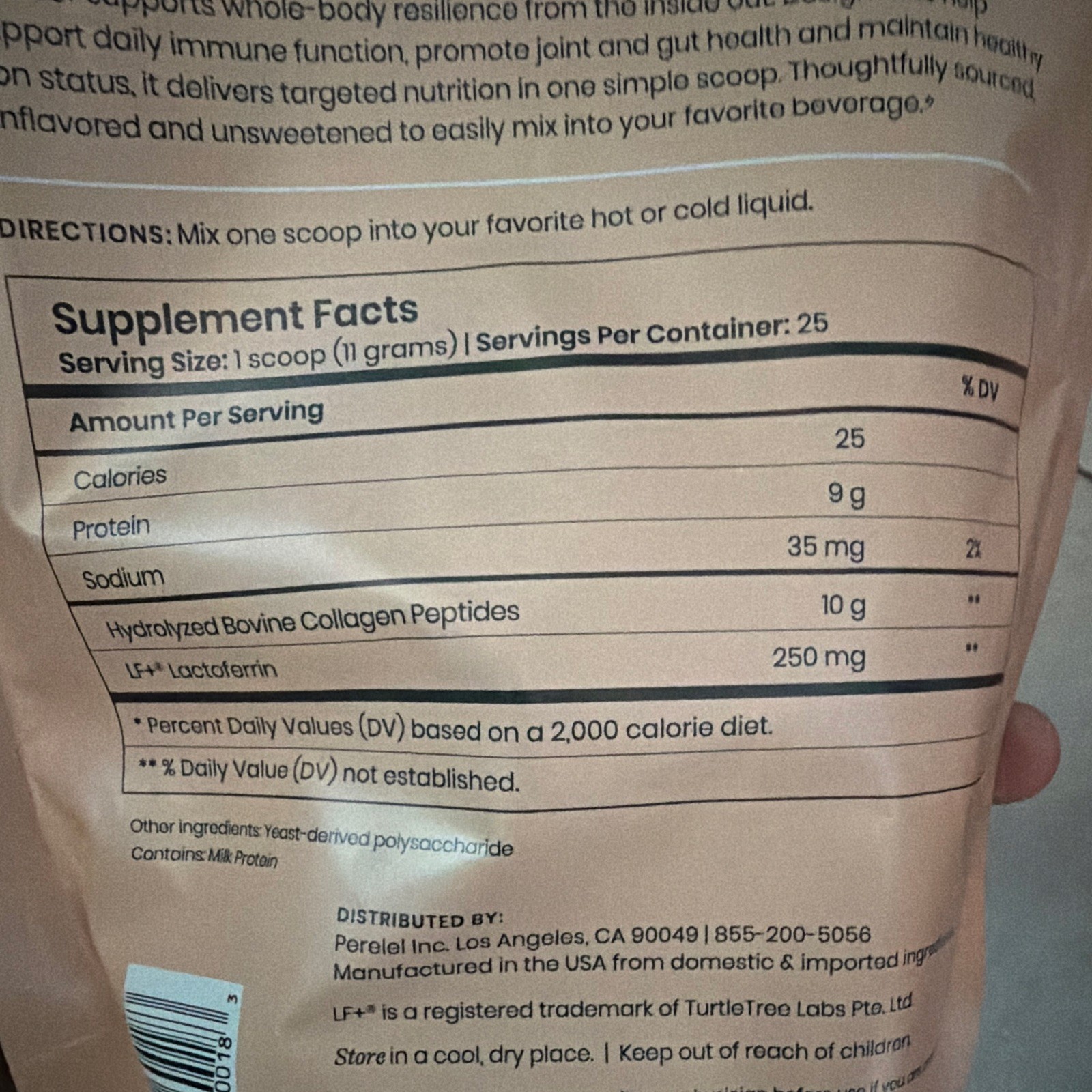 Perelel Daily Resilience Complex – Unflavored Powder with Lactoferrin & Collagen