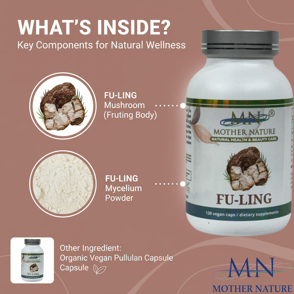 Organic Fu-Ling Mushroom 120 Vegan Capsules Poria Cocos Immune Digestive Support
