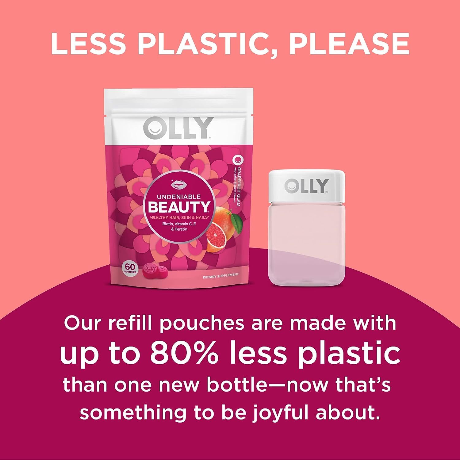 OLLY Gift for Her Undeniable Beauty Pouch Plus Joy Jar Stocking Stuffer 60 Count