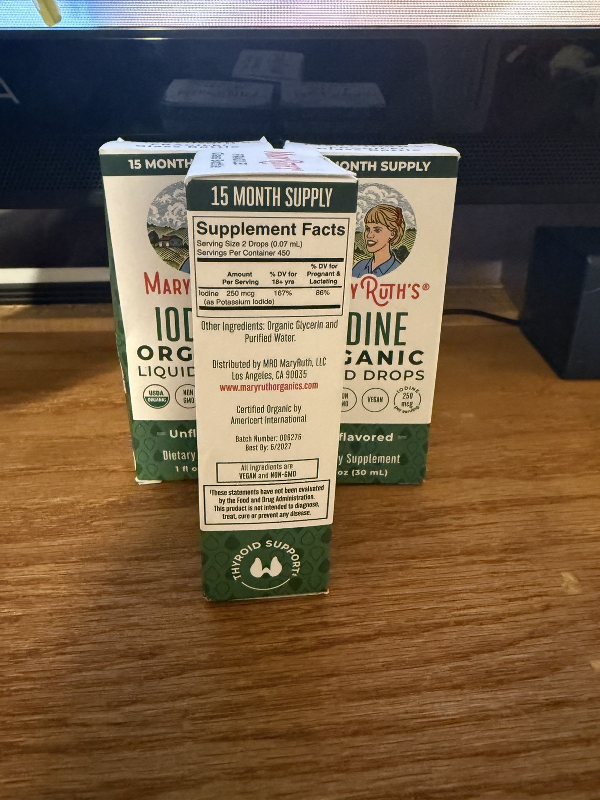 Organic Iodine Liquid Drops, Unflavored, 250 mcg, 1 fl oz (30 ml) 3 Bottles