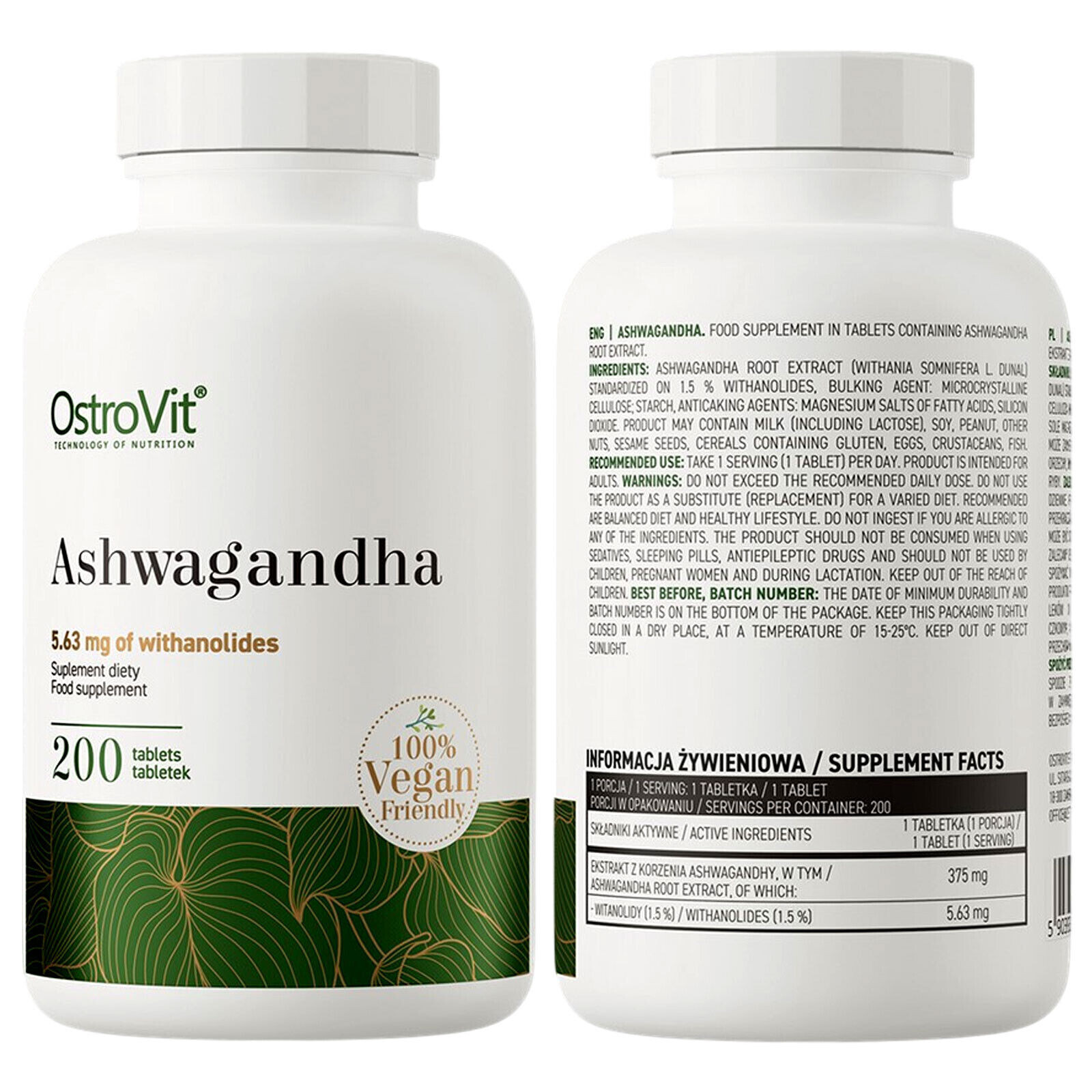 ASHWAGANDHA 200 Vege Tablets – Reduces stress, heart health, thyroid function