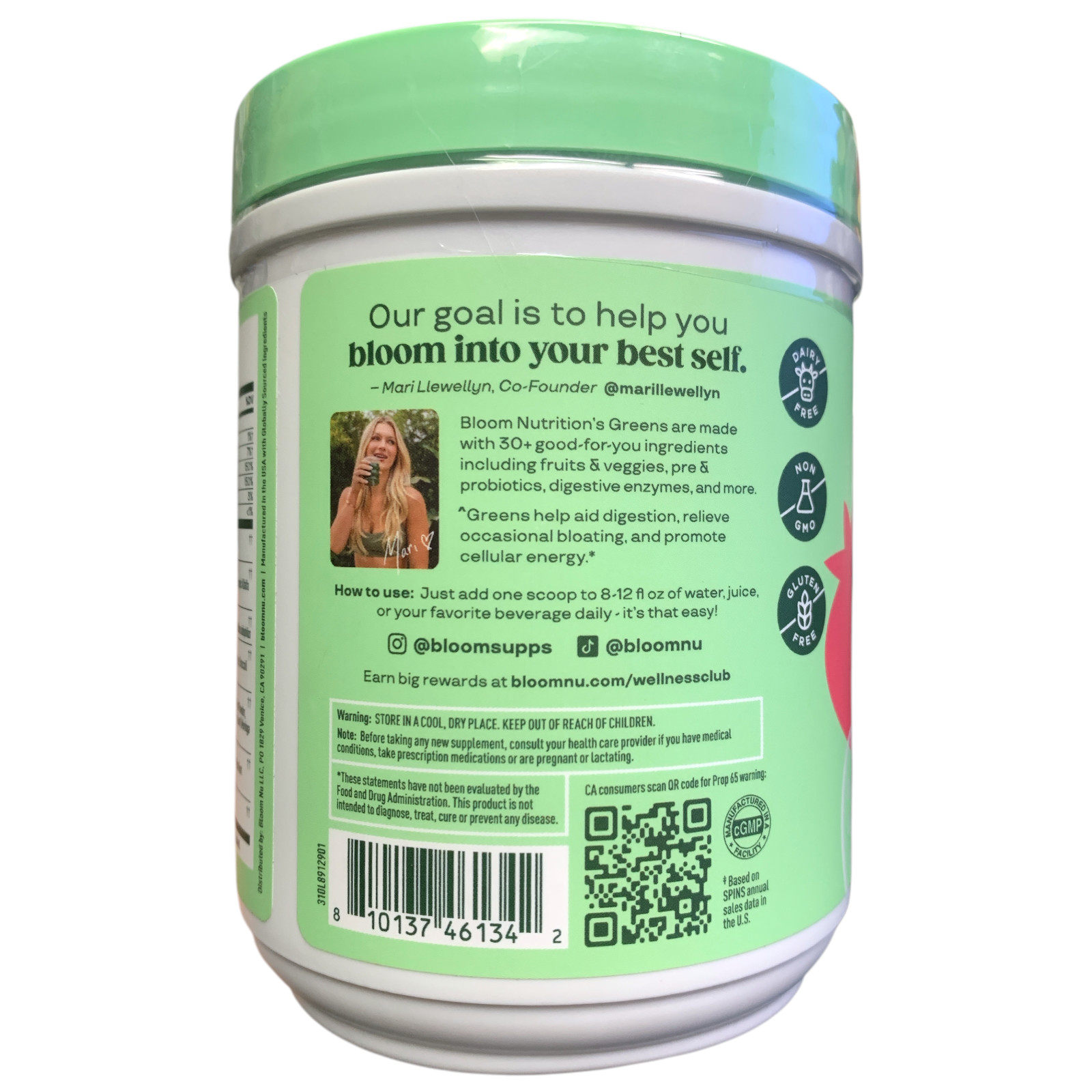 Bloom Nutrition Greens & Superfoods Supplement Powder, Strawberry Kiwi, 10.24oz.