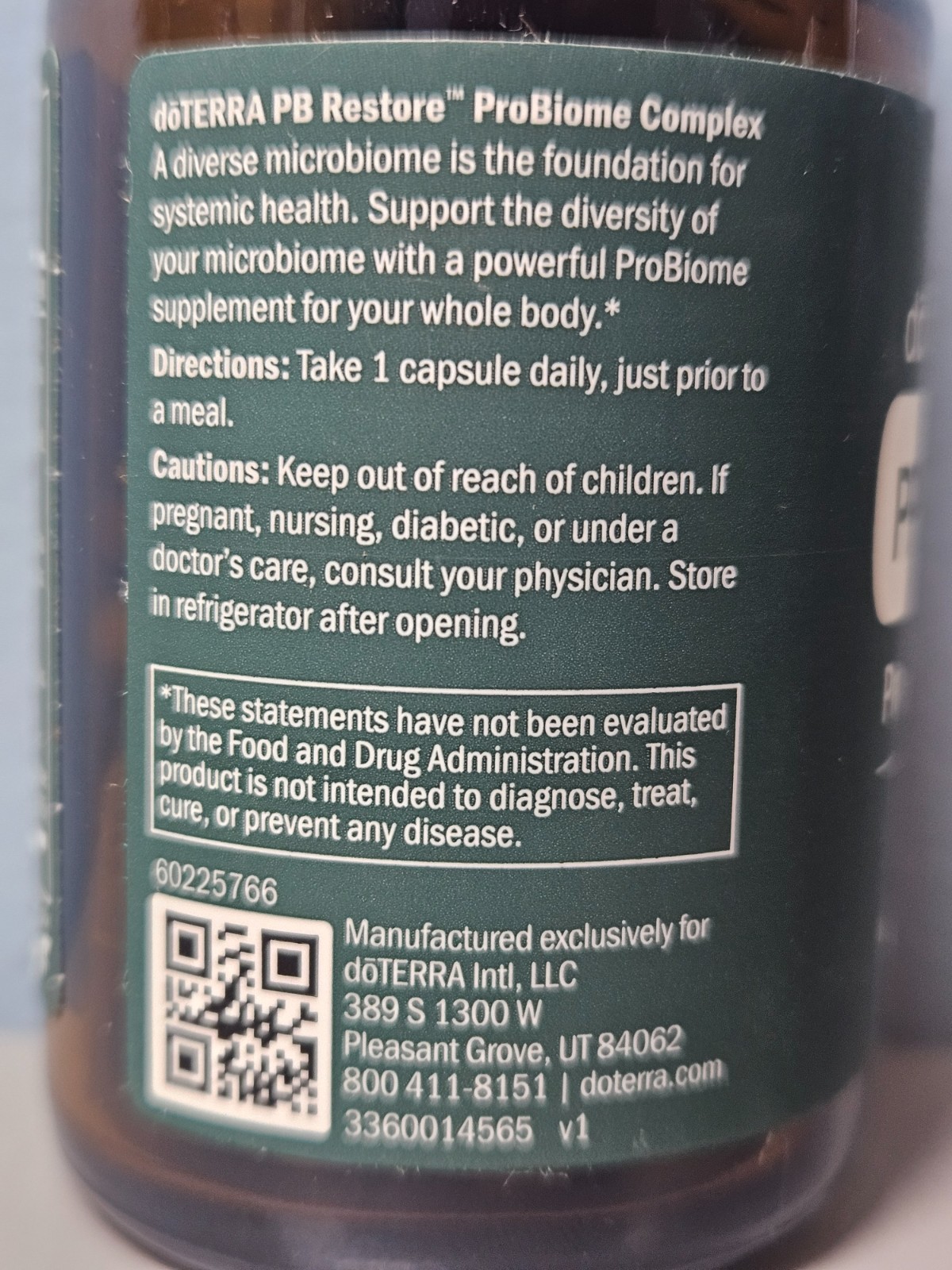 doTERRA PB Restore ProBiome Complex 30 Capsules – New & Sealed Exp 12/2027