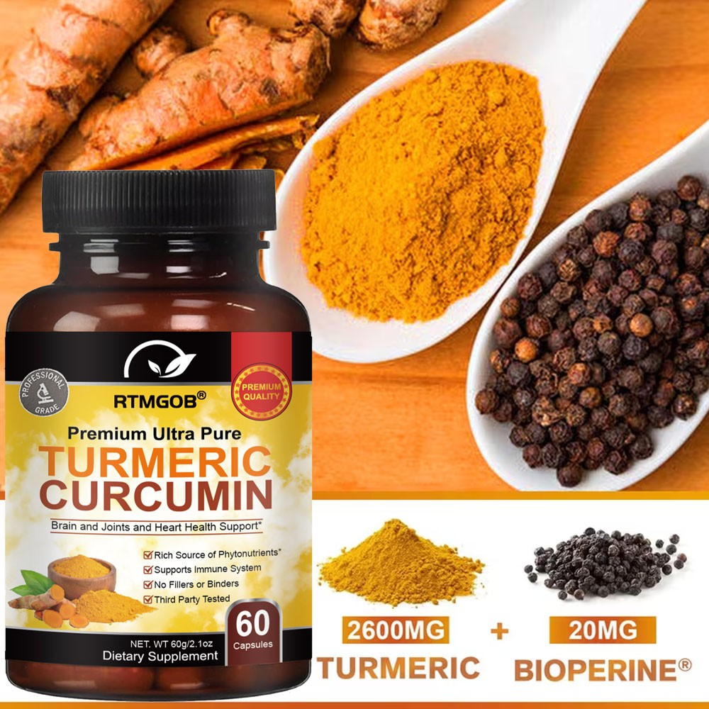 3 Bottles Turmeric Curcumin 2600mg with Ginger & Black Pepper Capsules For Adult