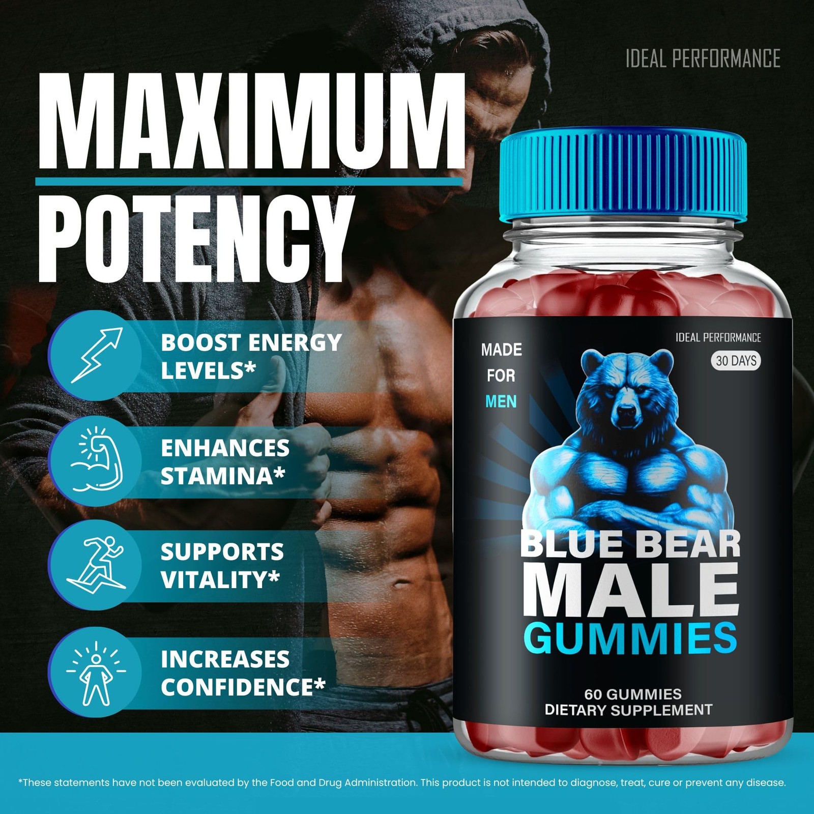 Blue Bear General Wellness Supplement – 60 Gummies