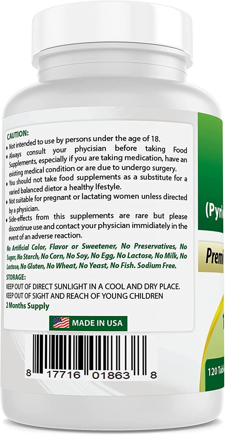 Best Naturals P5P Vitamin B6 100 mg/Serving 120 Tablets