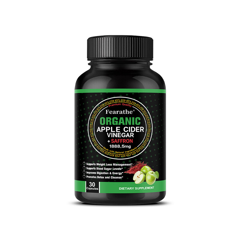 Organic Apple Cider Vinegar Capsules 1800 mg plus Saffron Extract