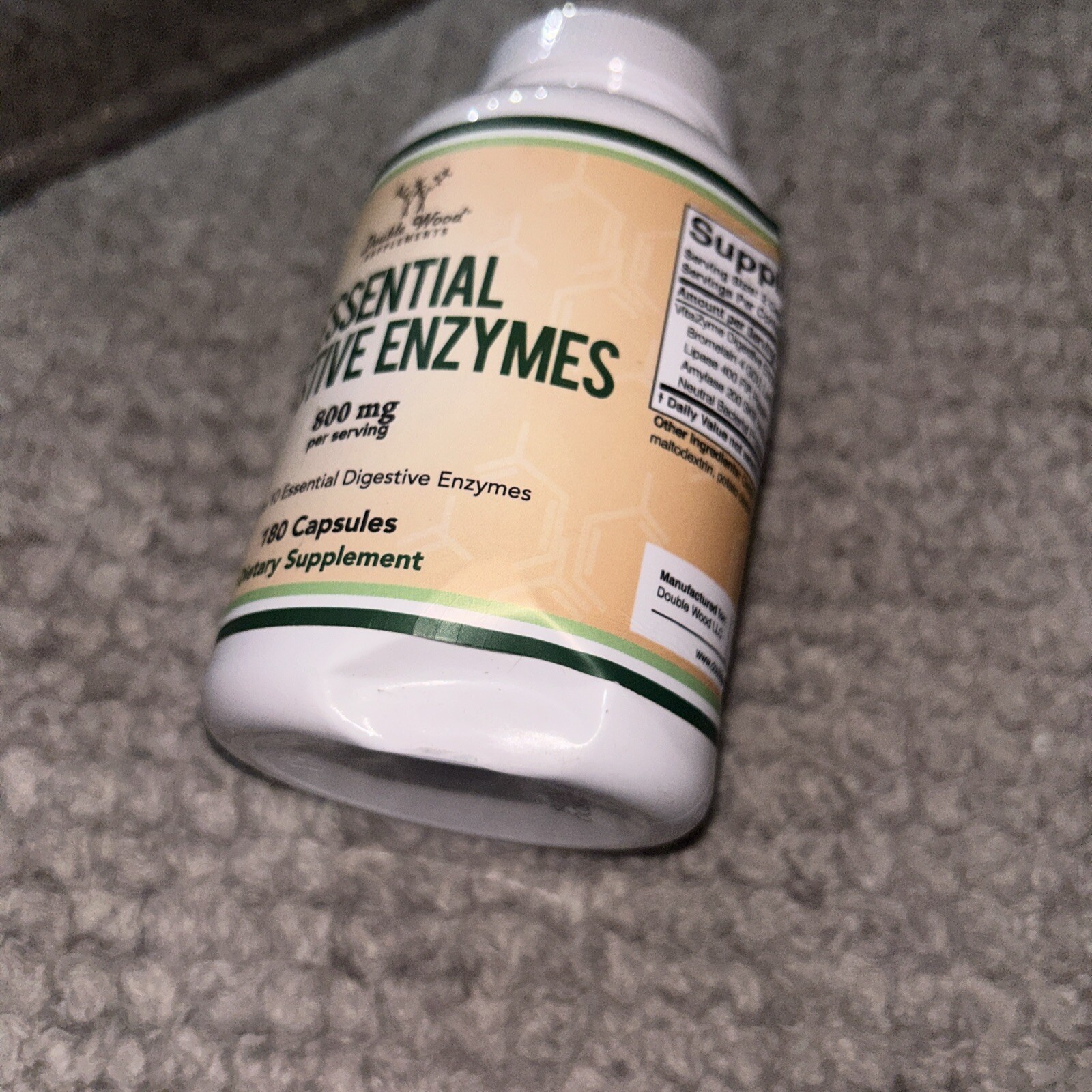 2 Double Wood Supplements Essential Digestive Enzymes, 800 mg, 180 Caps, Ex 3/26