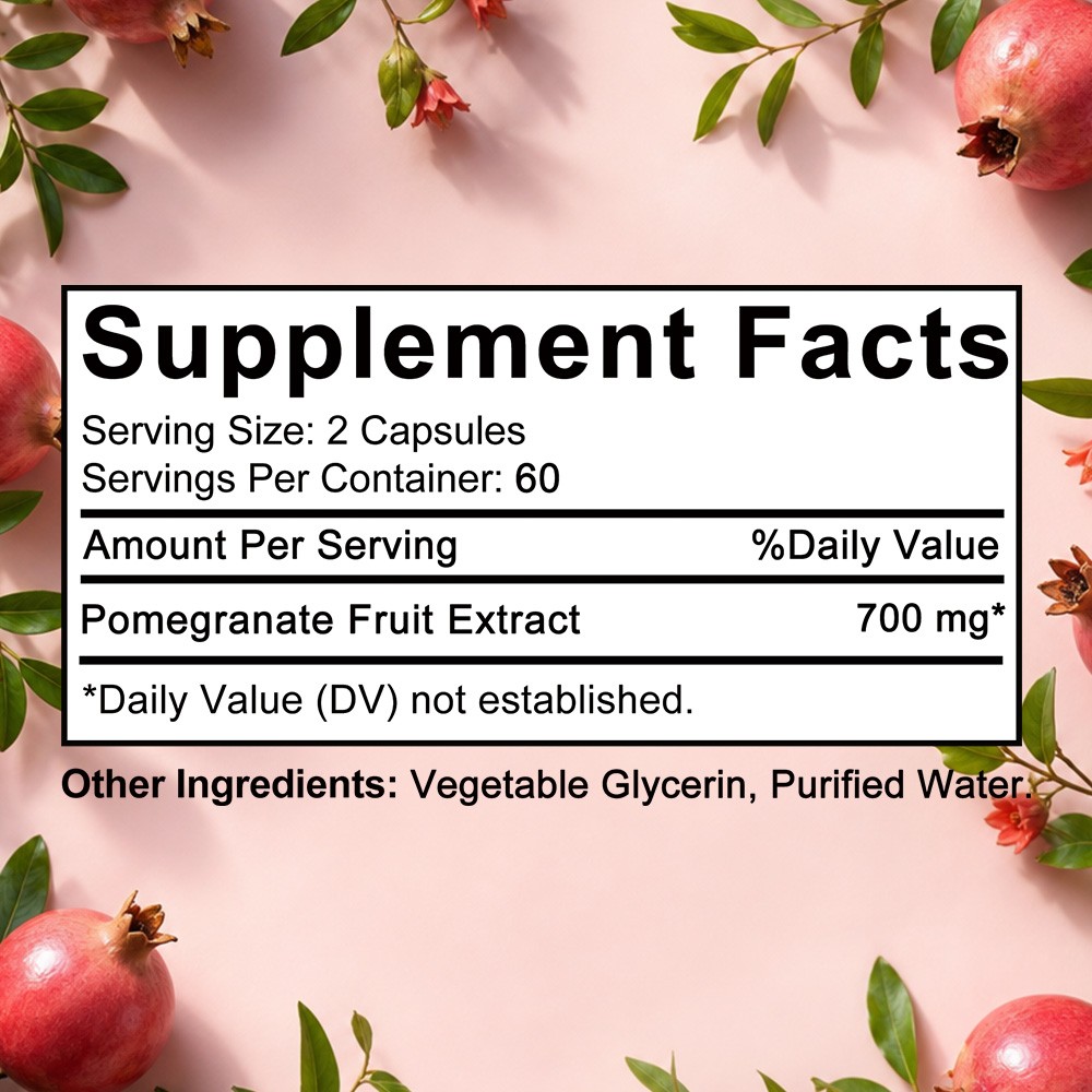 Organic Dietary Supplement, With Pomegranate Fruit Extract 700mg, 30-120 Softgel