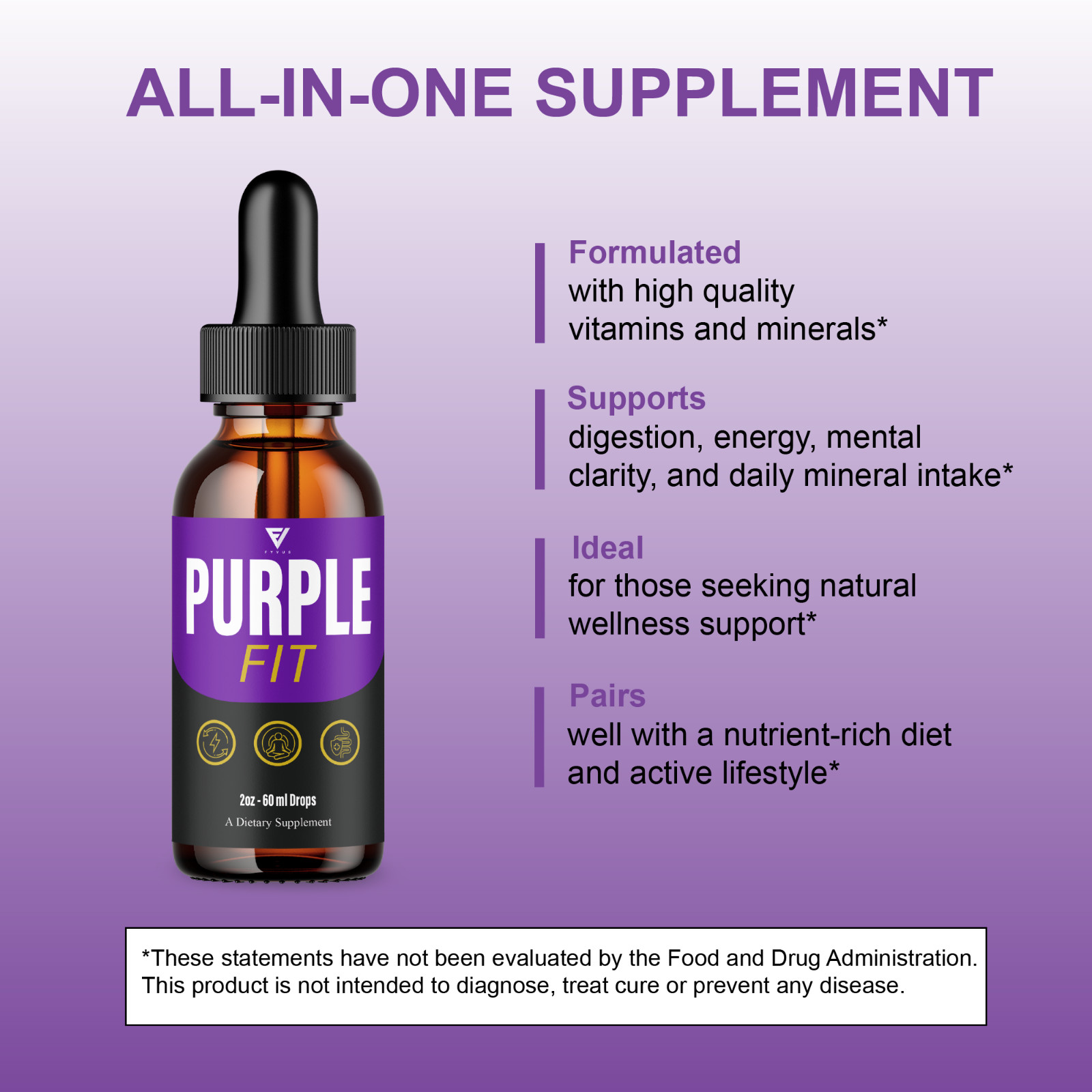 (3 Pack) Purple Fit Weight Management Drops, PurpleFit Support Supplement (6oz)