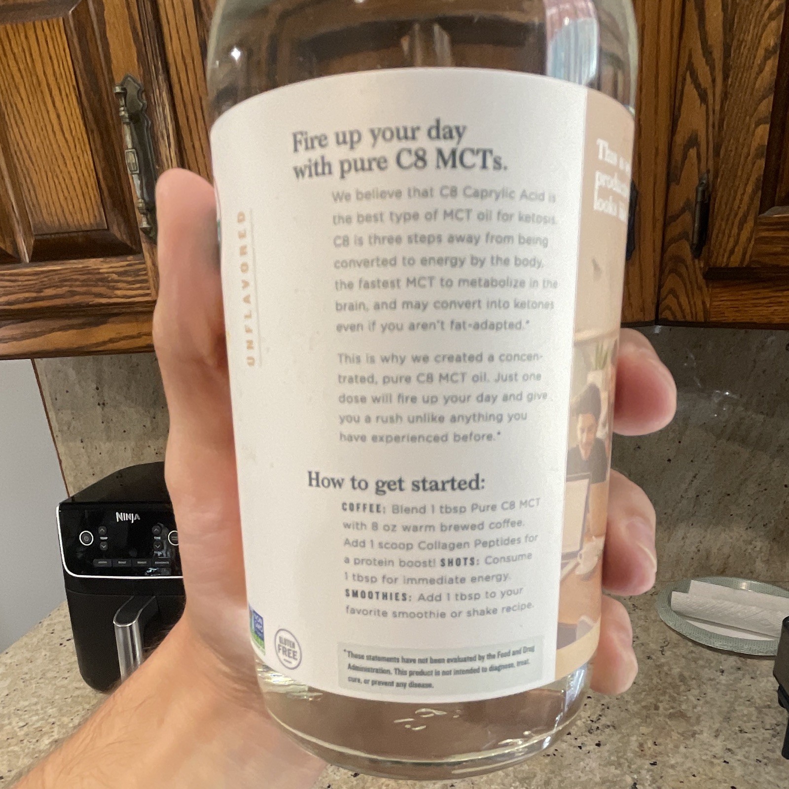 Natural Force Pure C8 MCT Oil USDA Organic Non-GMO Keto Unflavored 16 fl oz