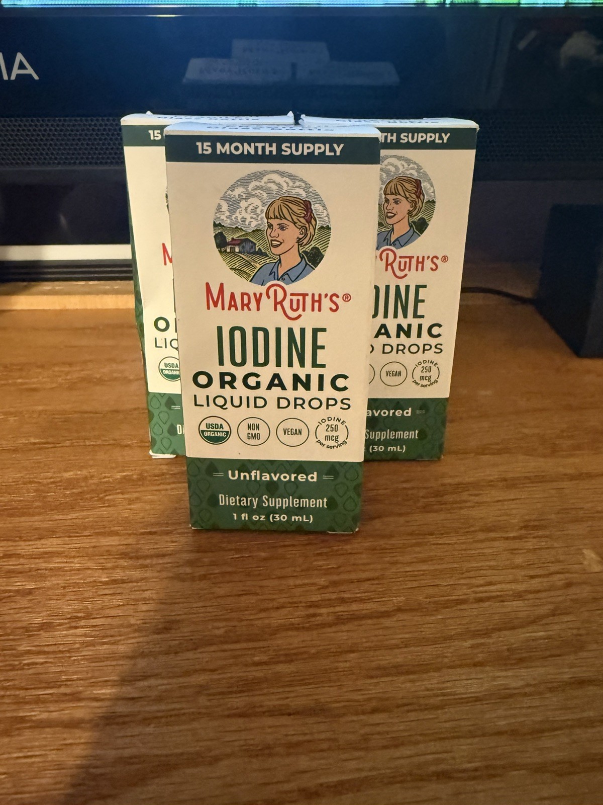 Organic Iodine Liquid Drops, Unflavored, 250 mcg, 1 fl oz (30 ml) 3 Bottles