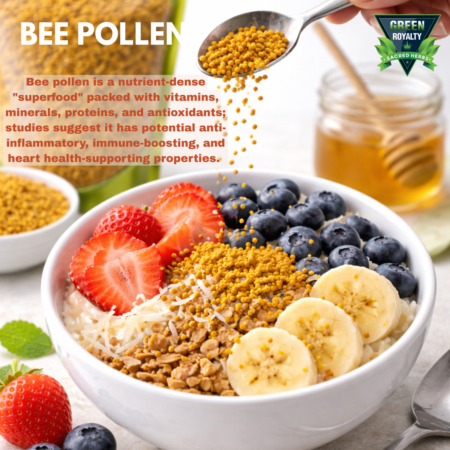 GREEN ROYALTY BEE POLLEN GRANULES 10OZ (POLEN DE ABEJA)ALL PURPOSE