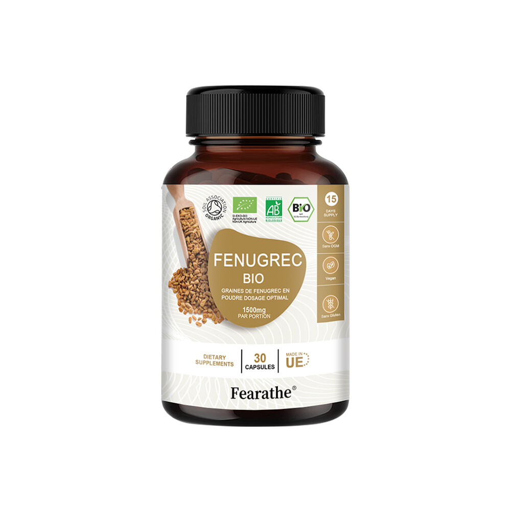 Organic Fenugreek Powder Capsules 1500mg Protein & Vitamin Supplements