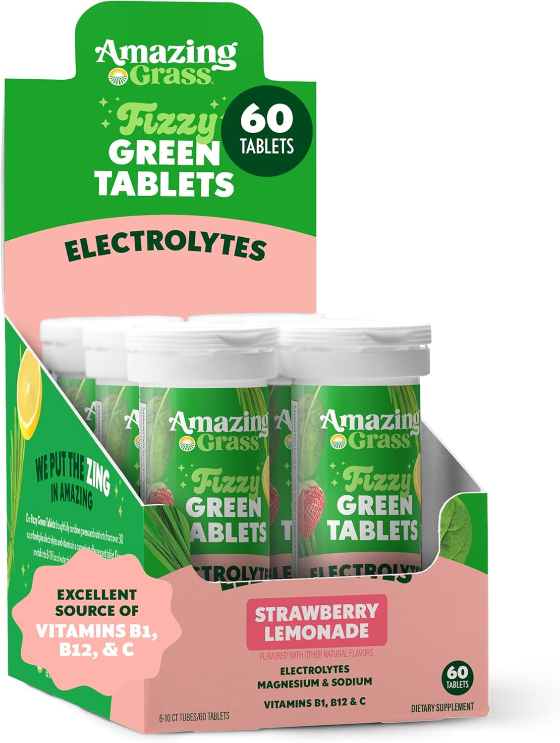 Electrolyte Tablets, Fizzy Greens Water Flavoring Tablet with Vitamins, Hydrate